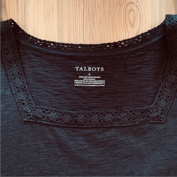 TALBOTS Lace Trimmed Square Neck Top - Picture 3 of 3